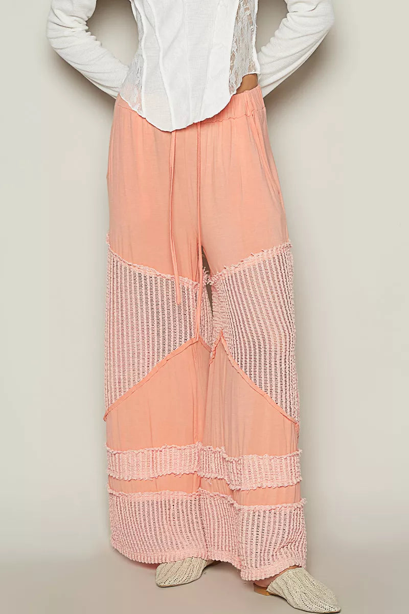 Drawstring Elastic Waistband Wide-Leg Pants