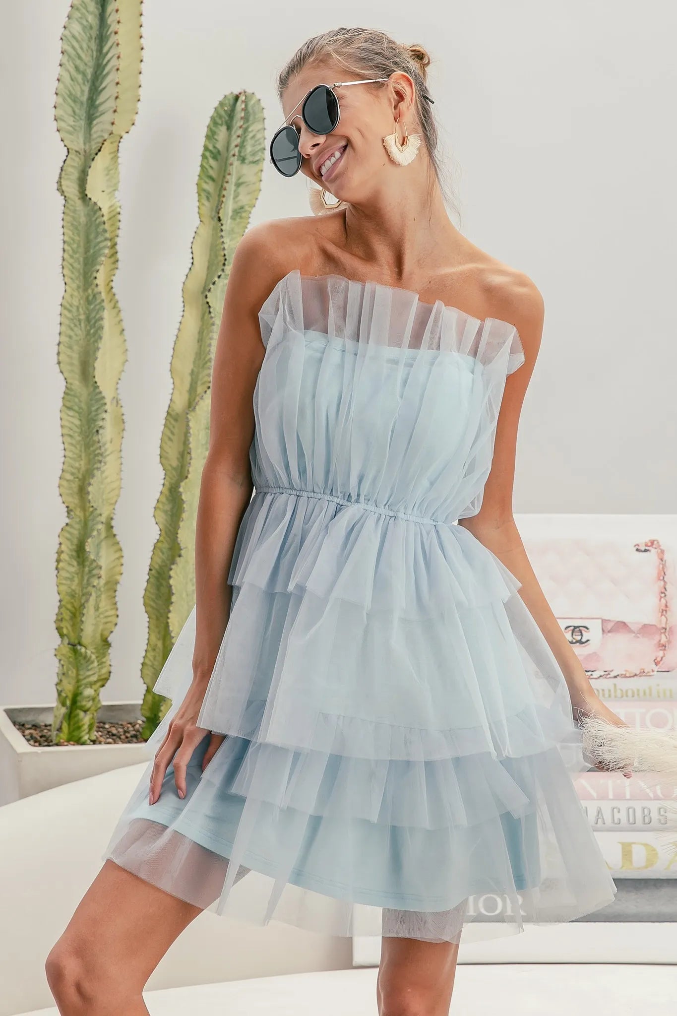 Sleeveless Layered Organza Dress