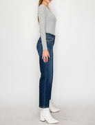 High Rise Ankle Straight Jeans