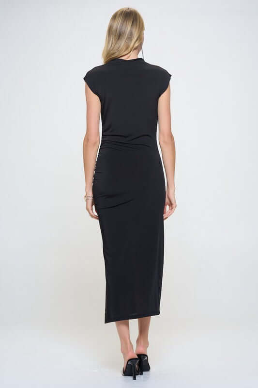 Ruched Dress with Slit