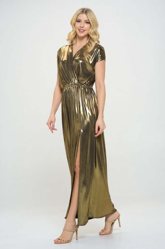 Sleeveless Metallic Maxi Dress