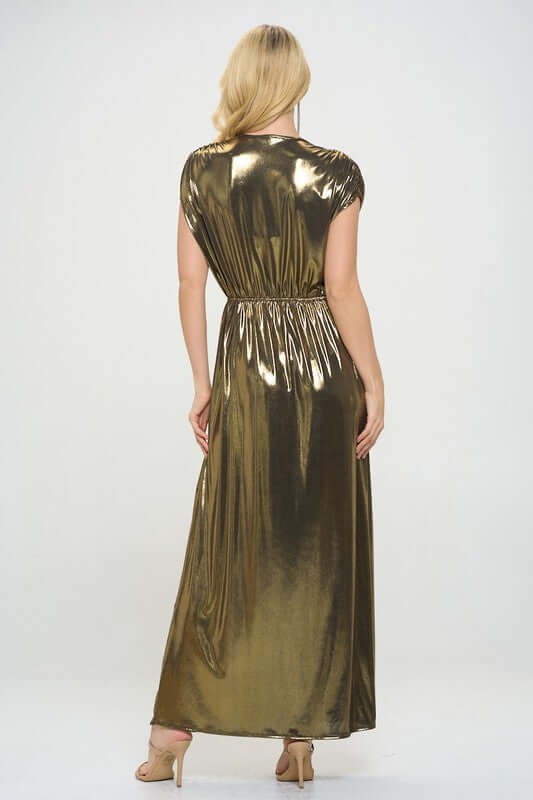 Sleeveless Metallic Maxi Dress