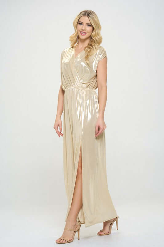 Sleeveless Metallic Maxi Dress