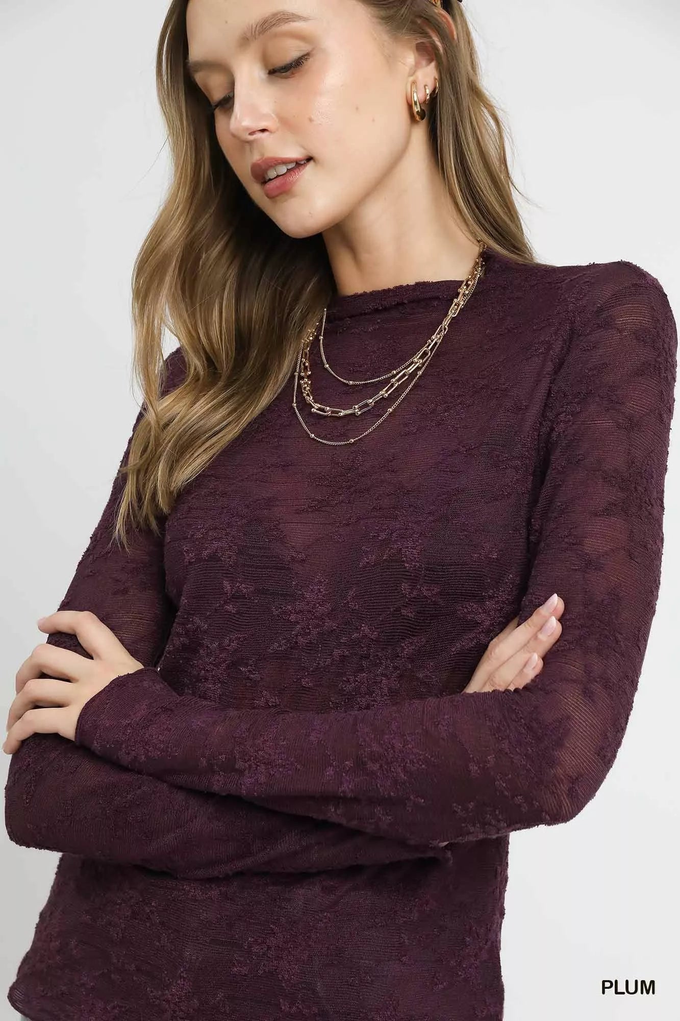 Lace Sheer Long Sleeve Top
