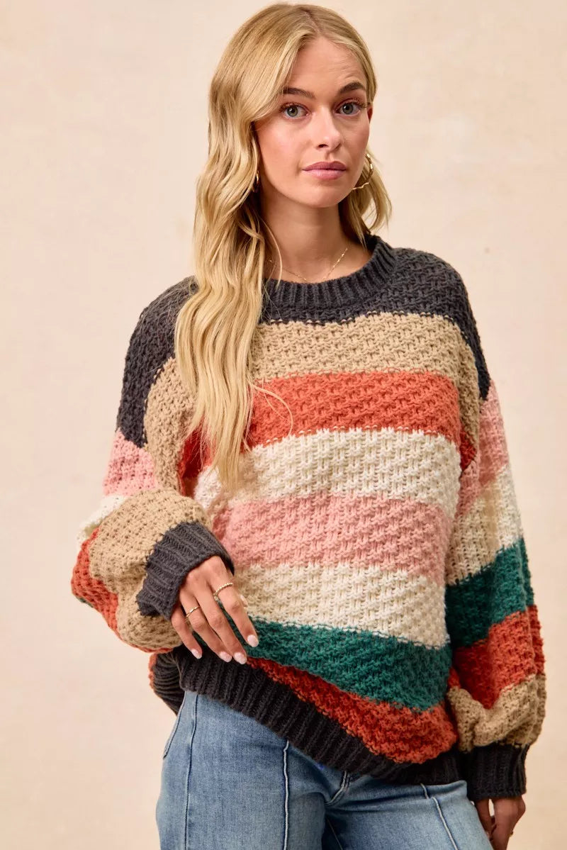 Color Block Chunky Sweater