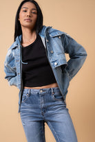 Mid Rise Flare Crop Jeans