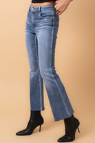Mid Rise Flare Crop Jeans