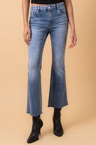 Mid Rise Flare Crop Jeans