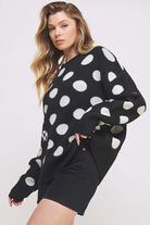 Polka Dot Long Sleeve Knit Sweater