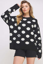 Polka Dot Long Sleeve Knit Sweater