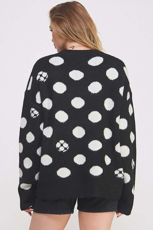 Polka Dot Long Sleeve Knit Sweater