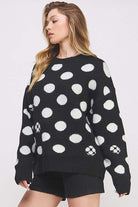 Polka Dot Long Sleeve Knit Sweater