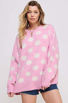 Polka Dot Long Sleeve Knit Sweater