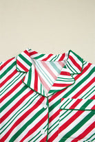 Christmas Stripe Velvet Bow Pajama Set