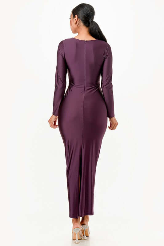 Long Sleeve Satin Long Dress