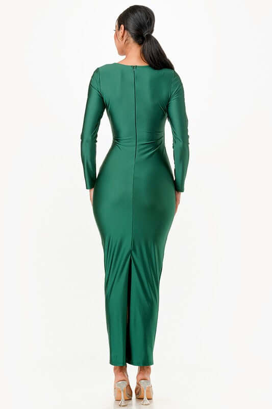 Long Sleeve Satin Long Dress