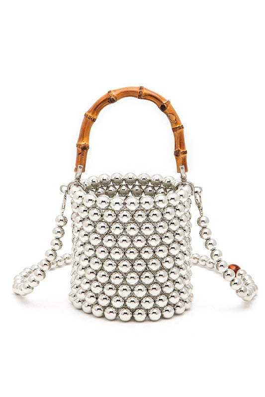 Beaded Bucket Clutch Bag