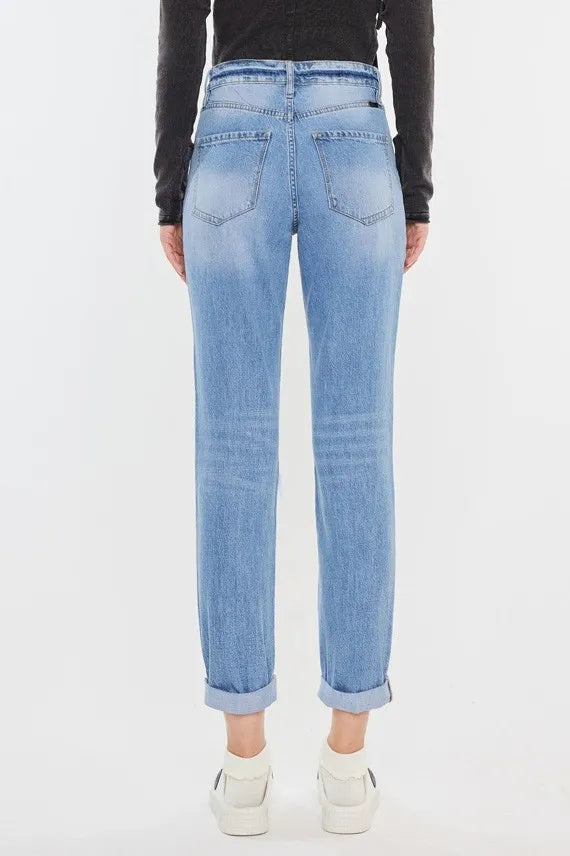 Kancan High Rise Distressed Mom Jeans