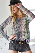 Snakeskin Print Low Gauge Hacci Top