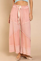Elastic Waistband Wide Leg Pants with Drawstring