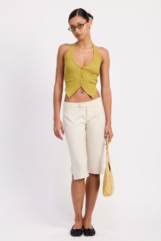 Tailored Mid Rise Bermuda Pants