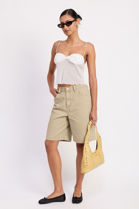 SHEER MESH FLORAL CUP CAMI TOP