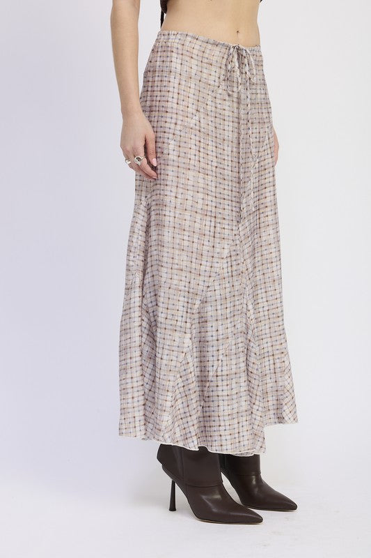 Drawstring Asymmetrical Seams Maxi Skirt