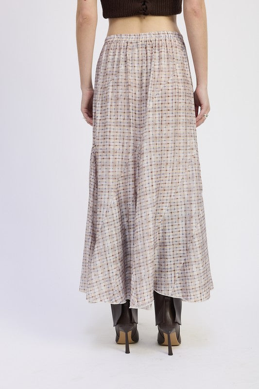 Drawstring Asymmetrical Seams Maxi Skirt