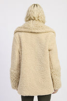 FUR TRIMMED FLEECE JACKET WITH POCKETS