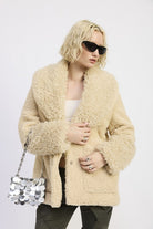 FUR TRIMMED FLEECE JACKET WITH POCKETS