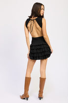 SLEEVELESS SMOCKED MINI DRESS WITH RUFFLE