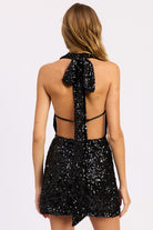 Sequin Halter Neck Mini Dress