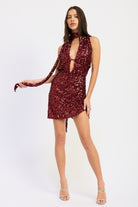 Sequin Halter Neck Mini Dress