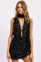 Sequin Halter Neck Mini Dress