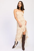 Ruffle Midi Dress with Back Tie