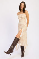 Ruffle Midi Dress with Back Tie