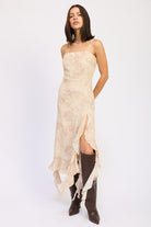 Ruffle Midi Dress with Back Tie