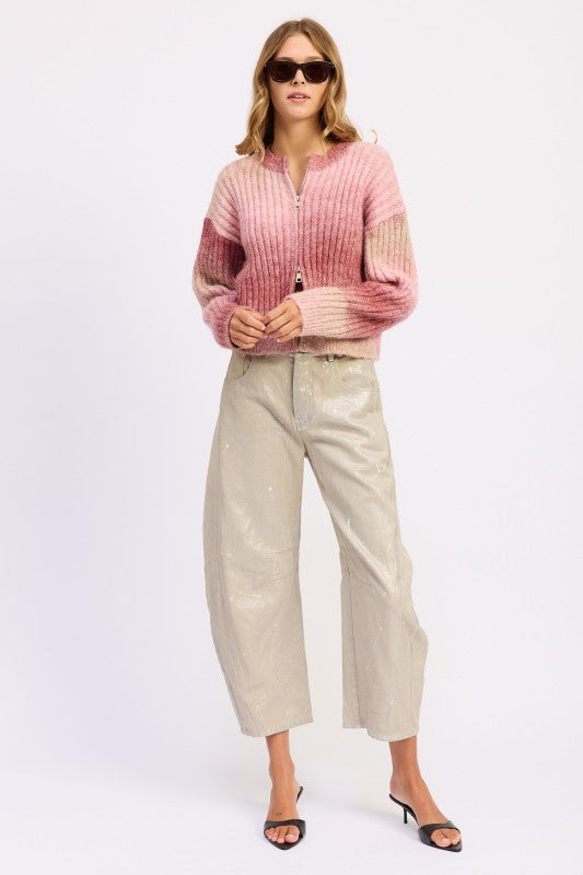 RIBBED CARDIGAN WITH DOUBLE ZIPPER
