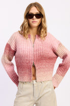 RIBBED CARDIGAN WITH DOUBLE ZIPPER