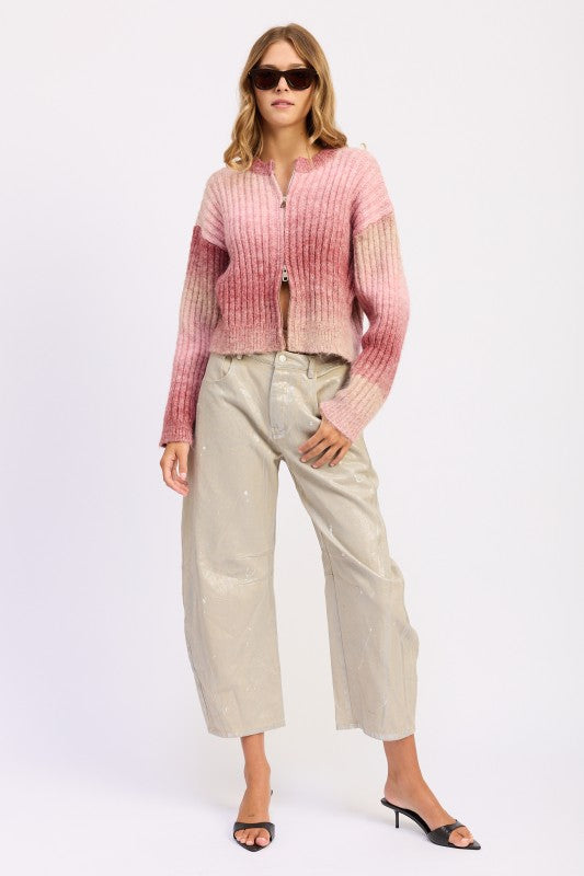 RIBBED CARDIGAN WITH DOUBLE ZIPPER