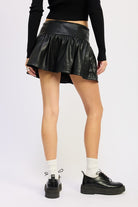 Vegan Leather Ruffle Skort