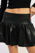 Vegan Leather Ruffle Skort