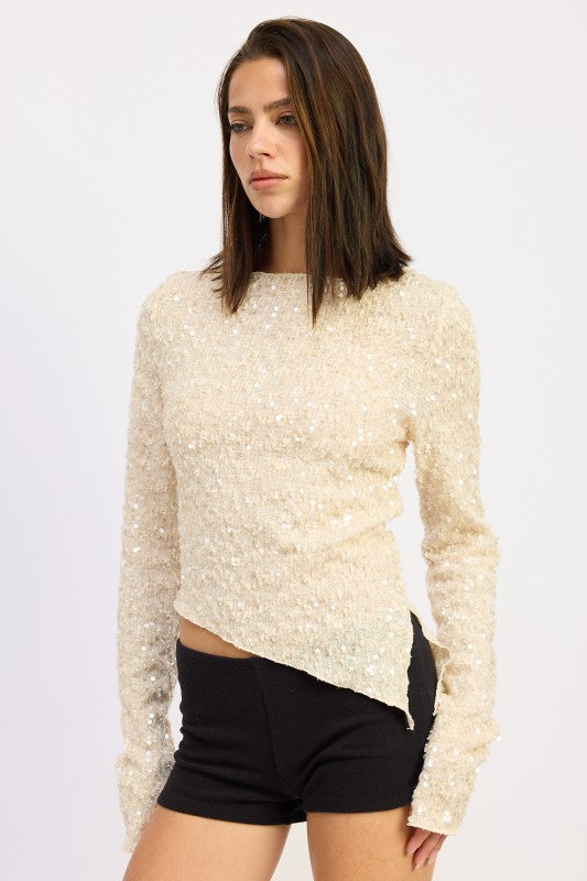 Sequin Asymmetrical Blouse