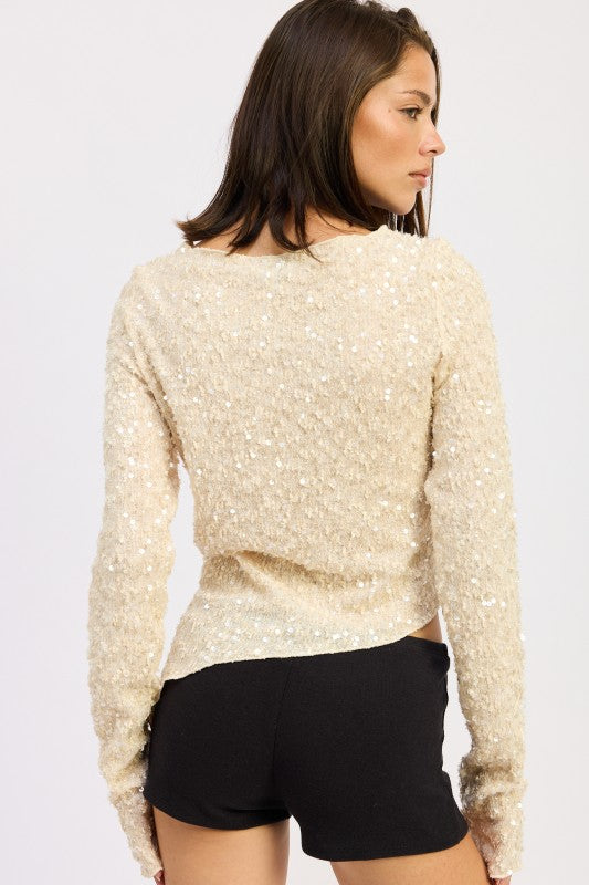 Sequin Asymmetrical Blouse