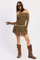 Lace Off-Shoulder Mini Dress