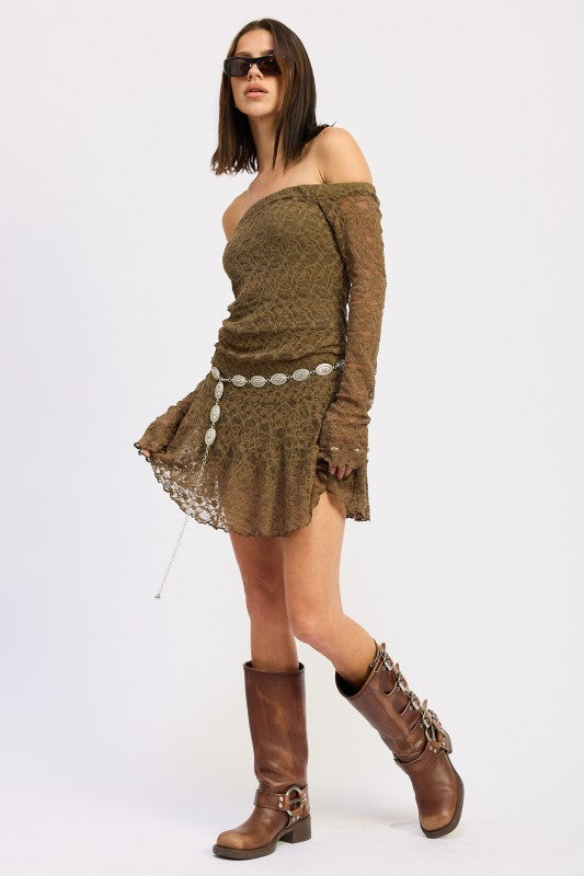 Lace Off-Shoulder Mini Dress