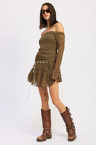 Lace Off-Shoulder Mini Dress