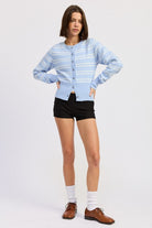 Button Down Striped Cardigan