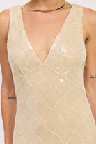 Sequin Open Scoop Back Midi Dress