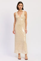 Sequin Open Scoop Back Midi Dress